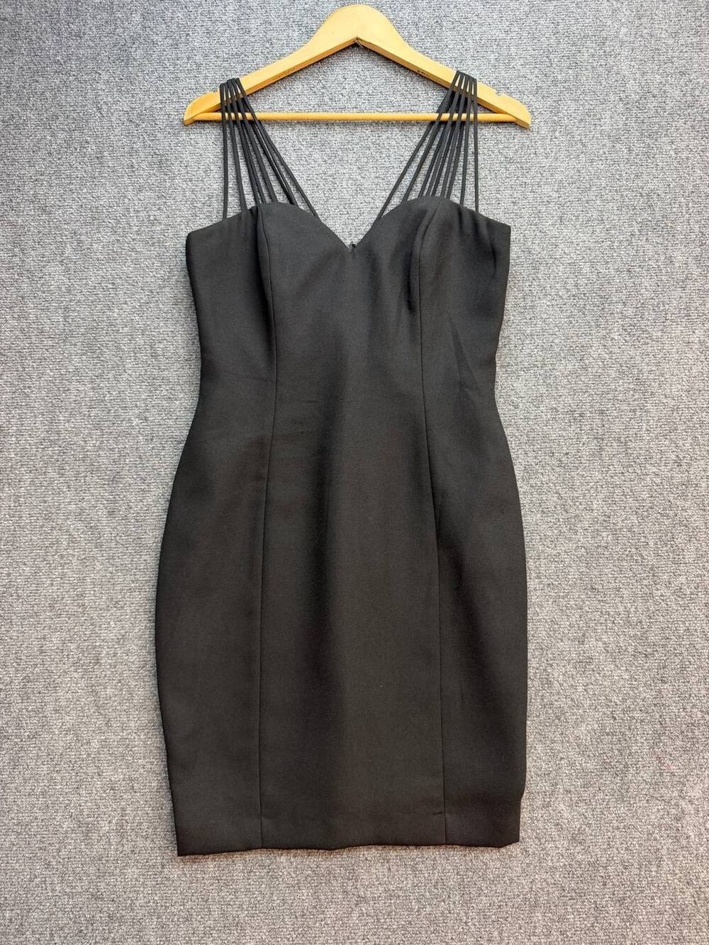 Vintage Kathryn Conover By Night Women's 10 Black Strappy Sheath Cocktail Dress